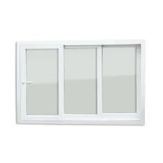 Janela de PVC 100x200cm 3 Folhas com Vidro Liso e Cremona ITEC Brimak Branco