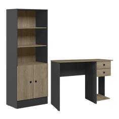 Conjunto Home Office Com Armário 2 Portas E Mesa Escrivaninha