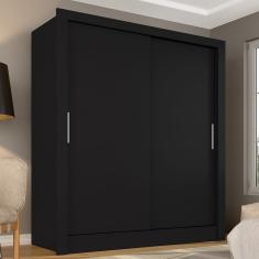 Guarda Roupa Solteiro Paloma 2 Portas Preto Fosco - Moveis Arapongas