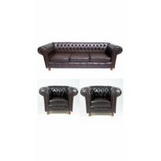 Um Sofá Luiz XV 1,80cm + Duas Poltronas Luiz XV Corano Café