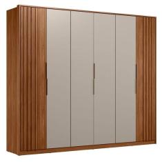 Guarda Roupa Casal Ripado Atrice 6 Portas Nogueira Nude Prime Tx Demóbile - Demartêz