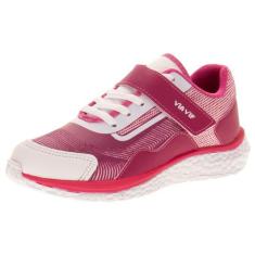 Tênis infantil via vip - vv9512, Branco, Rosa, 36