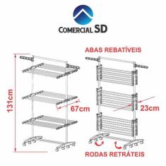 Varal Extensível 3 Andares Em Alumínio - Varal Sd