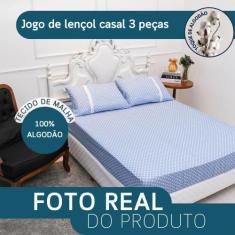Jogo Lençol Casal Estampado Elástico Malha 100% Algodão - Meta Mark, B