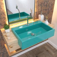 Kit Cuba Xrt55 Torneira Pratika 1060 Metal e Válvula Click 1'' B Azul Turquesa