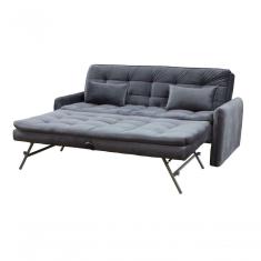 Sofá Cama Reclinável Com Cama Auxiliar Madalena - Veludo Chumbo