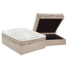 Cama Box Baú Casal: Colchão Molas Castor Pocket Silver Star Air + Base
