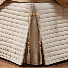 Saia Para Cama Box King Paris Matelada Bege