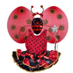 Fantasia Joaninha Infantil Com Asa Varinha E Tiara Tamanho P