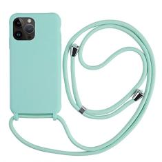 Colar transversal com cordão e cordão capa para telefone para iPhone 14 Plus 13 12 Mini 11 Pro XS Max XR X Silicone Soft TPU Capa traseira, verde claro, para iPhone XR