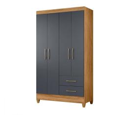 Guarda Roupa de Solteiro Chile Freijo com Cinza Moval