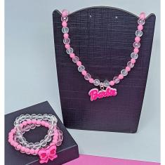 Kit Conjunto Colar e Pulseiras Infantil Miçangas Pérolas Coloridas Disney Barbie Wandinha Unicórnio Mickey Blogueirinha