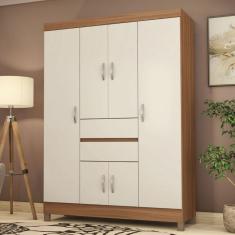 Guarda-Roupa Casal Ecom Ii 6 Portas Amêndola/Off-White - Demóbile