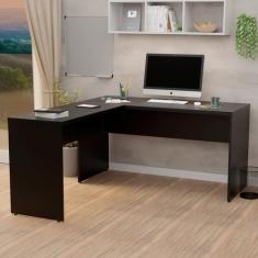 Mesa De Escritório Em L 1.60x1.50 Netmobil Tampo 30mm, Preto