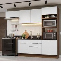 Armário de Cozinha Completa 270cm Stella Madesa 10, Rustic/Branco