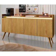 Aparador Buffet Sala Gold 4 Portas com Pés de Madeira Maciça - MOVEIS 