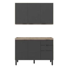 Cozinha Modulada Firenze FI0009 Avena Grafito - Demóbile - Demobile