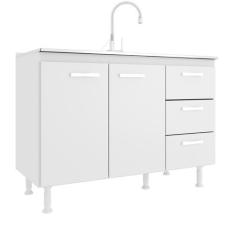 Balcão para Pia 120cm com Tampo Evidencia Moveis, branco