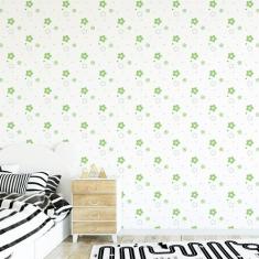 Papel de Parede Verde Floral para Quarto 57x270cm - Quartinhos