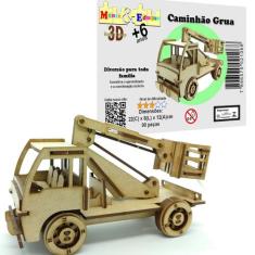 Brinquedo Educativo Quebra Cabeça 3D Caminhão Grua Mdf - Monte & Eduqu