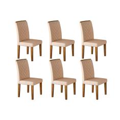 Cadeira Sala de Jantar Jade Kit 6 Un Imbuia-Capuccino/Suede Creme - Rufato