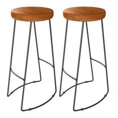 Kit 02 Banquetas Altas Industrial Para Cozinha Sala de Jantar Maia  D0