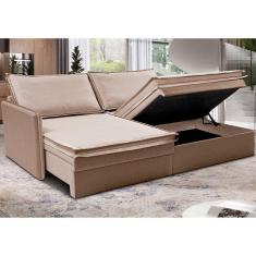 Sofá Sem Caixa Retrátil Baú 1,55m Cama inBox Lounge. Tecido Linho