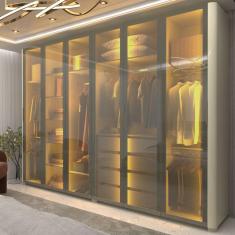 Guarda Roupa Reflecta 6 Portas LED Inovva Off White - Gelius