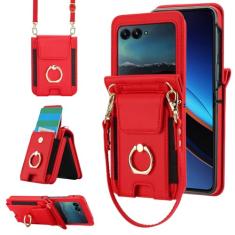 Capa de telefone para Motorola Razr 40 Ultra/Moto Razr Plus 2023 capa carteira com anel alça de pulso transversal cordão suporte para cartão de crédito bolsa de couro Razr+ 5G XT2321-3 mulheres homens