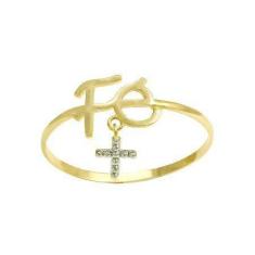 Anel de ouro 18k Fé com pingente - Elegancy Joias, 25