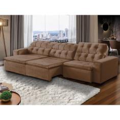 Sofá 06 Lugares Retrátil e Reclinável Alasca 320 Cm Pillow Veludo Marr