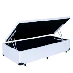 Cama Box Baú Solteiro Confort AColchões Síntetico Branco