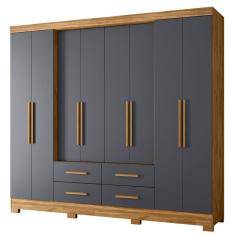 Guarda Roupa Casal San Lorenzo 8 Portas Freijó Cinza Moval