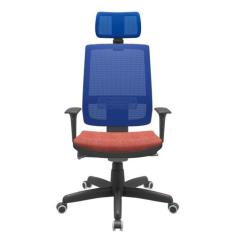 Cadeira Office Brizza Tela Azul Com Encosto Assento Concept Rose Autoc