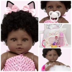 Boneca Reborn Barata Morena Cacheada Bailarina Completa Fofa - Cegonha