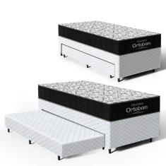 Cama Box com Colchao de Espuma D45 Ortobom Airtech 150 + Auxiliar de Espuma Unique Solteiro 88cm