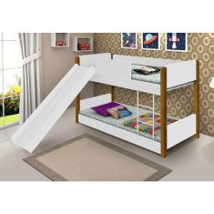 Beliche Infantil Com Escorregador Branca E Mel Branco