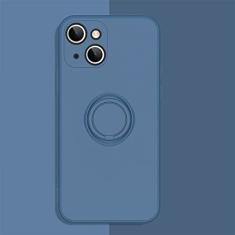 Capa de telefone de silicone líquido macio para iPhone 11 12 13 Pro Max 13Mini XS Max X XR 7 8 Plus SE 2020 Stand Ring Capa à prova de choque, azul, para iPhone 7 Plus
