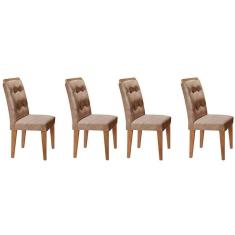 Cadeira Sala de Jantar Imperatriz Kit 4 Un Capuccino/Animale Chocolate - Rufato