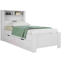 Cama Solteiro Infinity Com Baú E 2 Gavetas - Casa Chick Branco