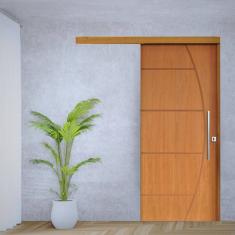 Porta de Correr Padrão Imbuia Belissima 6 Trilho Embutir Puxador Tubolar 800 Mm Cromado 120 X 210 Es Natural