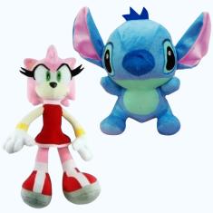 02 Brinquedos Pelucia Stitch 28cm e Amy 35cm Antialergico Bordado