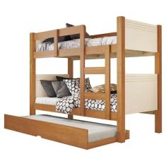 Beliche Solteiro Com Cama Auxiliar Alaska Para Colchão Até 0,88m Off White / Madeirado Conquista