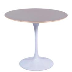 Mesa Saarinen Redonda Fórmica Preta 100cm - Base Branca - mgsaarinen