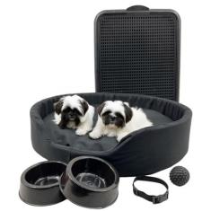 Kit Pet Médio Cama Europa Sanitário Comedouro Coleira Bola - Supri Pet