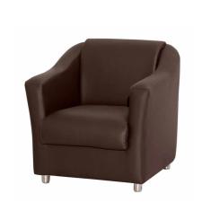 Poltrona Bia com Pés de Alumínio Corino Marrom Matrix