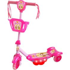 Patinete DM Toys com Cesta Som Luz Belinda Rosa p Crianças