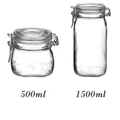 2 Potes hermético de vidro com tampa Fido Rocco Bormioli - 1 500ml + 1 1500ml (1,5 Litro)
