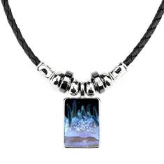 DIYthinker Colar Ocean Blue Jellyfish Science Nature Jewelry Torque Leather Rope Pendant