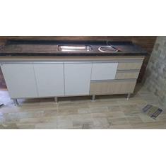 Gabinete para pia de cozinha 2m Michelangelo Cípres e Branco 100% MDF 15mm